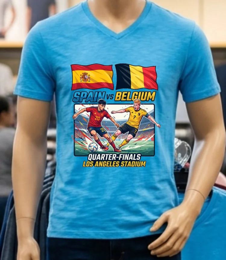Spain Vs Belgium 2026 World Cup T Shirt - blue-shirt Spain Vs Belgium 2026 World Cup T Shirt Blue Shirt