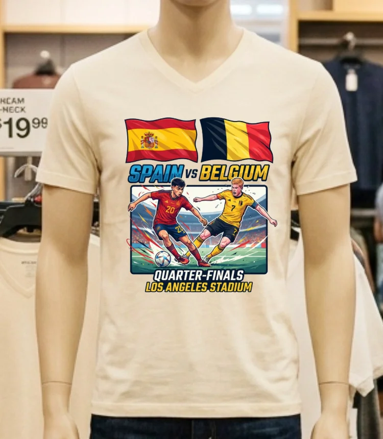 Spain Vs Belgium 2026 World Cup T Shirt - white-t-shirt Spain Vs Belgium 2026 World Cup T Shirt White T Shirt 2