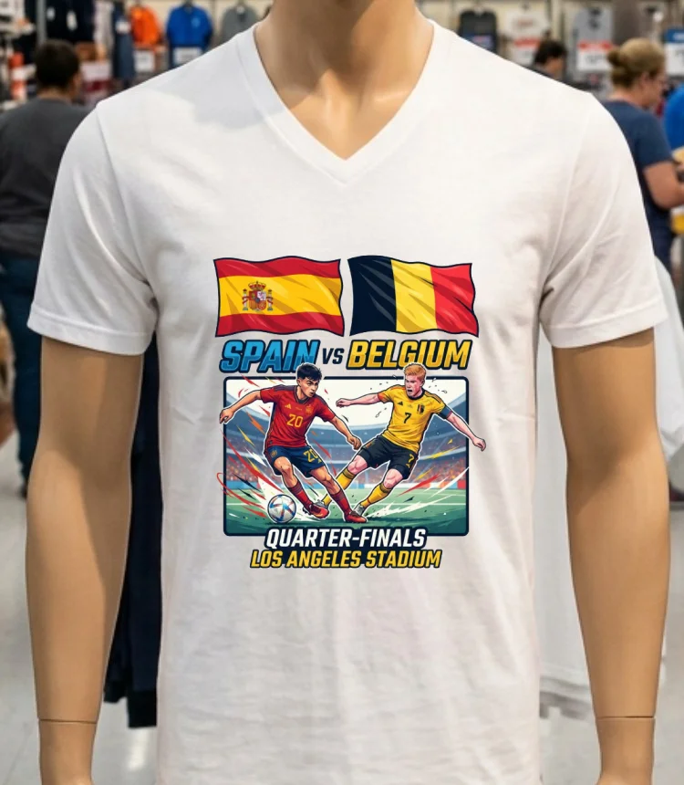 Spain Vs Belgium 2026 World Cup T Shirt - white-t-shirt Spain Vs Belgium 2026 World Cup T Shirt White T Shirt 3