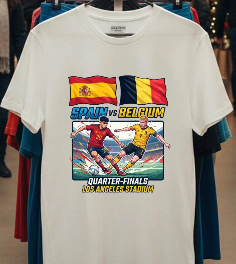 Spain Vs Belgium 2026 World Cup T Shirt - white-t-shirt Spain Vs Belgium 2026 World Cup T Shirt White T Shirt