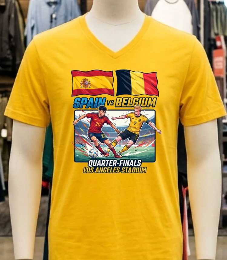 Spain Vs Belgium 2026 World Cup T Shirt Yellow T Shirt 1