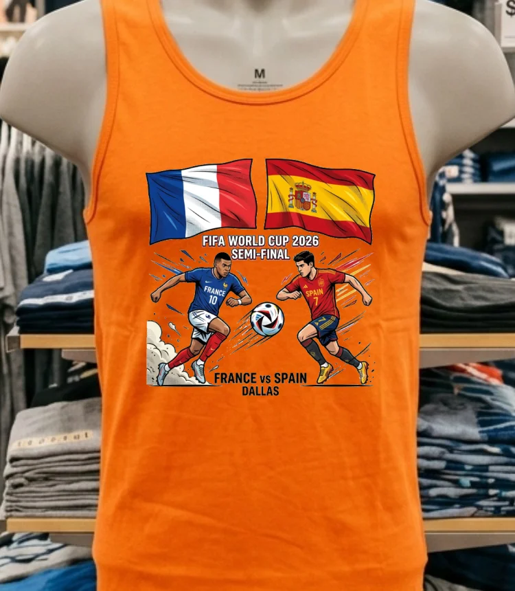 Spain Vs France In The Fifa World Cup 2026 Semi Final At Dallas Stadium - orange-shirt Spain Vs France In The Fifa World Cup 2026 Semi Final At Dallas Stadium Orange Shirt