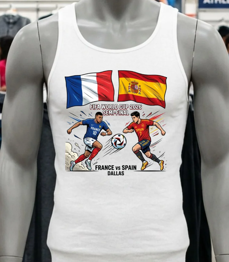Spain Vs France In The Fifa World Cup 2026 Semi Final At Dallas Stadium - white-t-shirt Spain Vs France In The Fifa World Cup 2026 Semi Final At Dallas Stadium White T Shirt 2