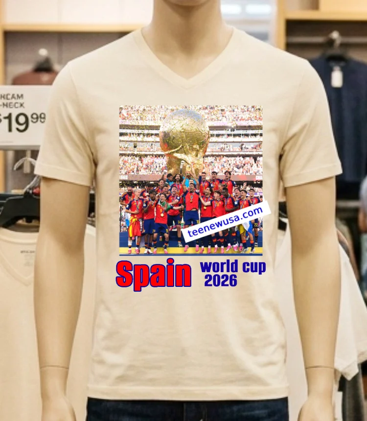 Spain Wins World Cup 2026 Championship T Shirt - white-t-shirt Spain Wins World Cup 2026 Championship T Shirt White T Shirt 1