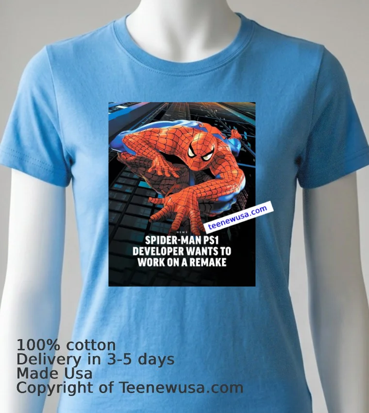 Spider Man On Playstation 1T Shirt - blue-shirt Spider Man On Playstation 1t Shirt Blue Shirt