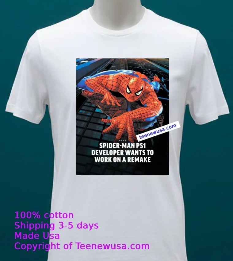 Spider Man On Playstation 1T Shirt - white-t-shirt 20 Spider Man On Playstation 1t Shirt White T Shirt 20