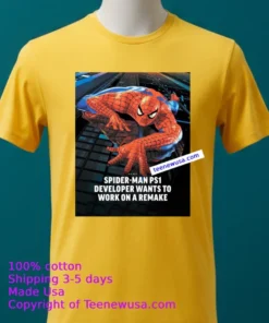 Spider Man On Playstation 1t Shirt Yellow T Shirt 2