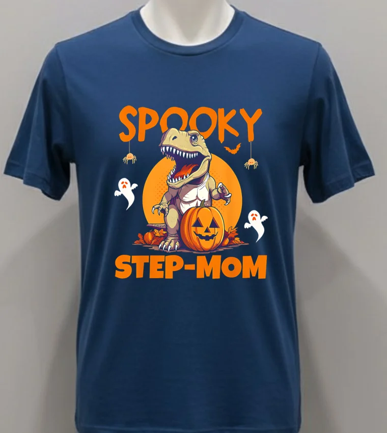 Spooky Step Mother T Rex Halloween Shirt - navy-shirt Spooky Step Mother T Rex Halloween Shirt Navy Shirt 2