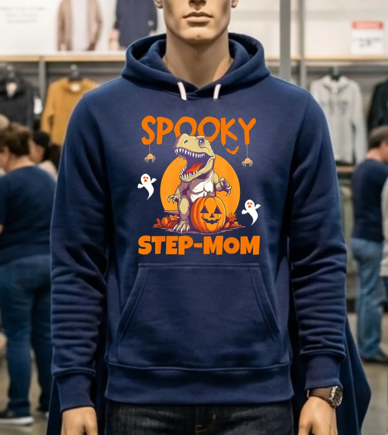 Spooky Step Mother T Rex Halloween Shirt - navy-shirt Spooky Step Mother T Rex Halloween Shirt Navy Shirt