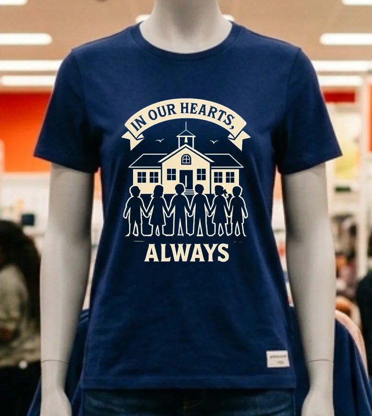 Stop School Violence In Our Hearts Always Memorial Shirt Navy Shirt