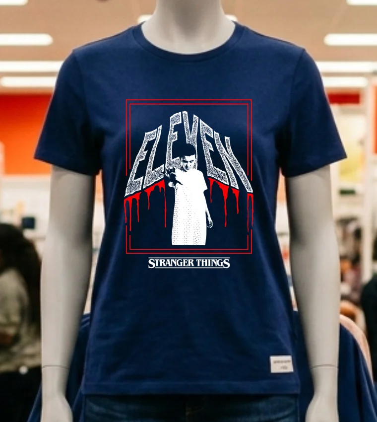 Stranger Things Eleven Epic Scene Shirt Navy Shirt