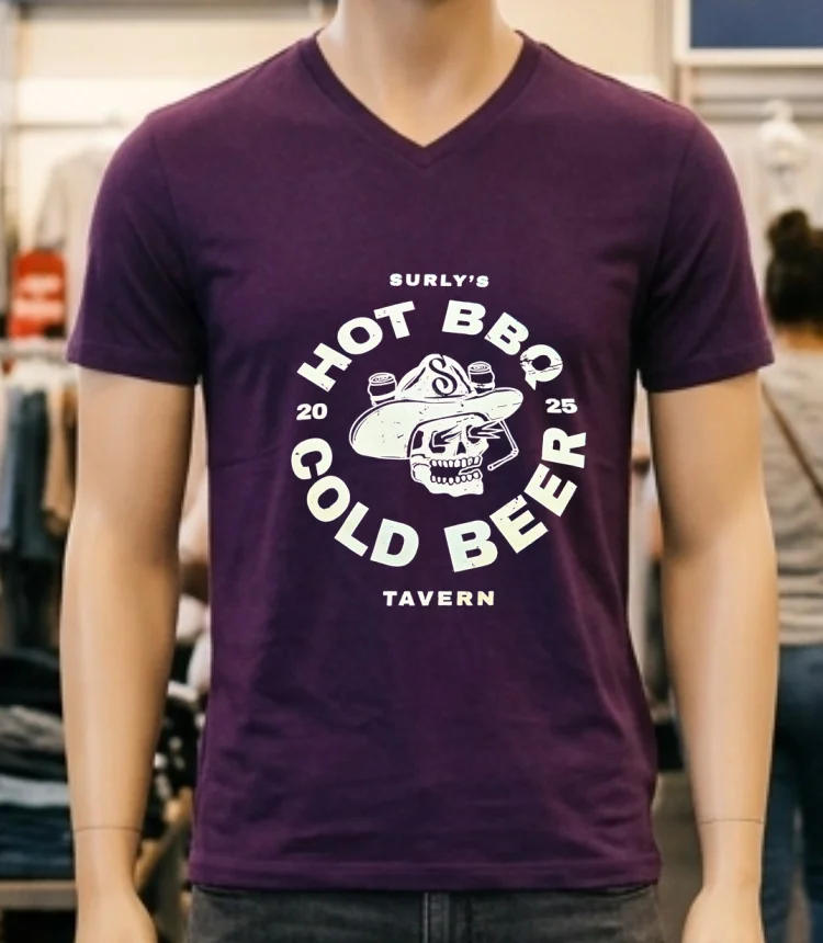 Surly S Hot Bbq Cold Beer 2025 Shirt - purple-shirt Surlys Hot Bbq Cold Beer 2025 Shirt Purple Shirt