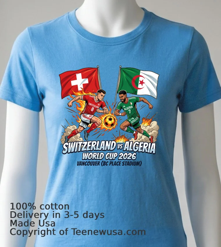 Switzerland Vs Algeria World Cup 2026 In Vancouver Bc Place T Shirt Blue Shirt