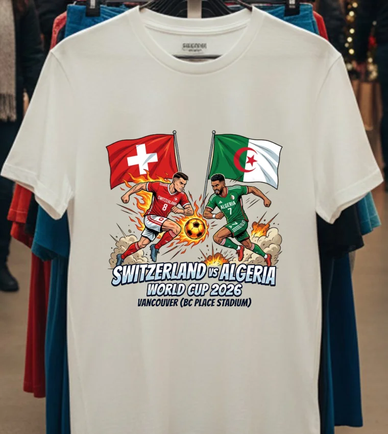 Switzerland Vs Algeria World Cup 2026 In Vancouver (Bc Place) T Shirt - white-t-shirt Switzerland Vs Algeria World Cup 2026 In Vancouver Bc Place T Shirt White T Shirt