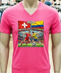 Switzerland Vs Colombia In The Round Of 16 Of The 2026 World Cup At Bc Place (Vancouver, Canada) T Shirt