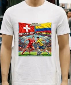 Switzerland Vs Colombia In The Round Of 16 Of The 2026 World Cup At Bc Place (Vancouver, Canada) T Shirt