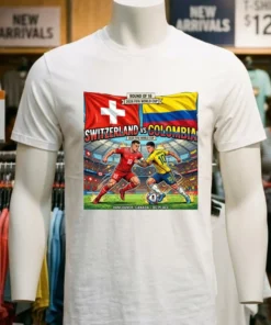 Switzerland Vs Colombia In The Round Of 16 Of The 2026 World Cup At Bc Place (Vancouver, Canada) T Shirt