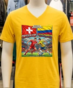 Switzerland Vs Colombia In The Round Of 16 Of The 2026 World Cup At Bc Place (Vancouver, Canada) T Shirt
