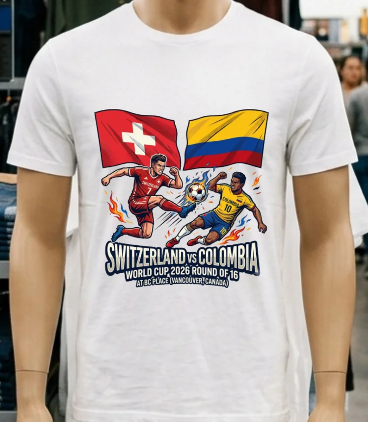Switzerland Vs Colombia In The Round Of 16 Of The 2026 World Cup T Shirt White T Shirt 4