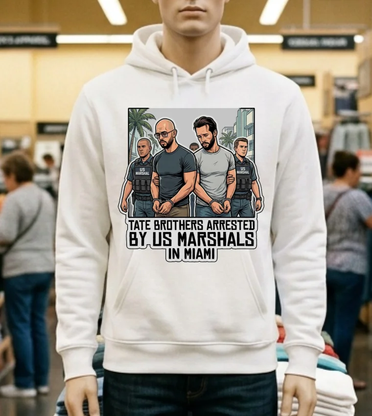 Tate Brothers Arrested By Us Marshals In Miami T Shirt - white-t-shirt Tate Brothers Arrested By Us Marshals In Miami T Shirt White T Shirt 1