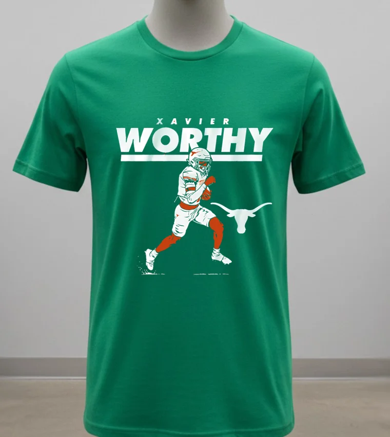 Texas Football Xavier Worthy Superstar Pose Player Shirt Green Shirt