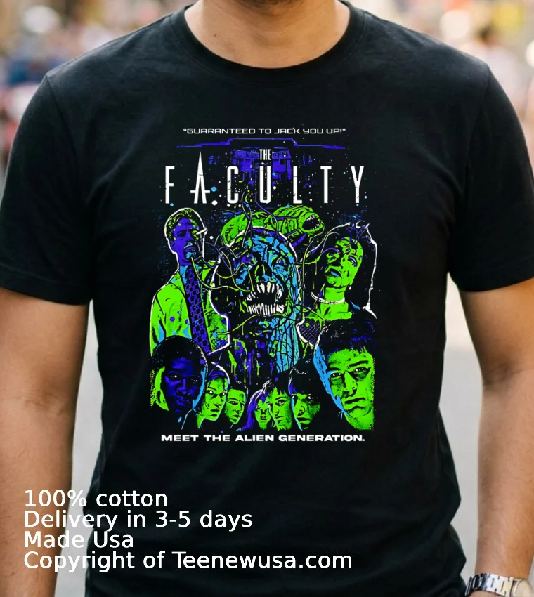 The Faculty Meet The Alien Generation Sci Fi Thriller Graphic Shirt - navy-shirt 2 The Faculty Meet The Alien Generation Sci Fi Thriller Graphic Shirt Navy Shirt 2