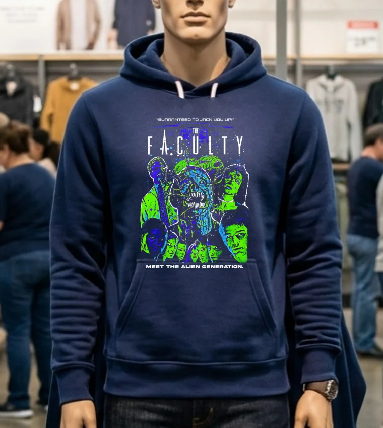 The Faculty Meet The Alien Generation Sci Fi Thriller Graphic Shirt - navy-shirt The Faculty Meet The Alien Generation Sci Fi Thriller Graphic Shirt Navy Shirt