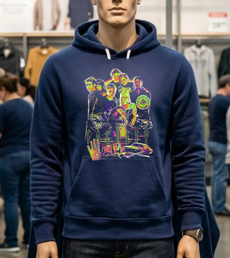 The Faculty Sci Fi Thriller Graphic Shirt - navy-shirt The Faculty Sci Fi Thriller Graphic Shirt Navy Shirt