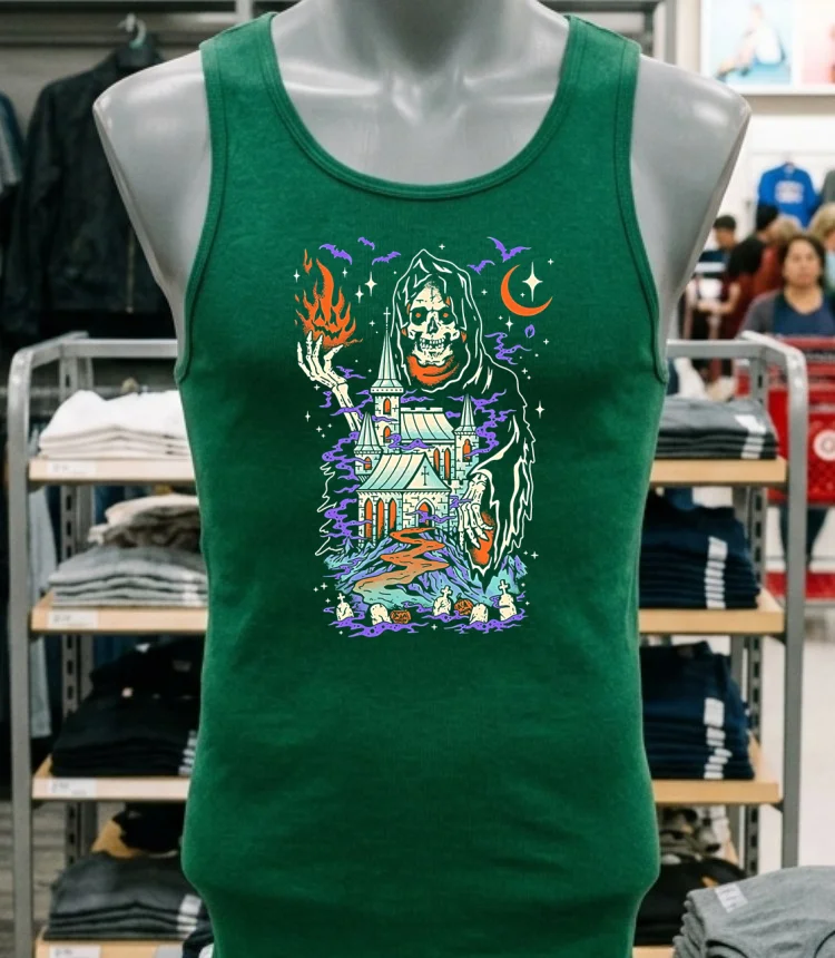 The Haunted Castle Death Halloween Shirt - green-shirt The Haunted Castle Death Halloween Shirt Green Shirt