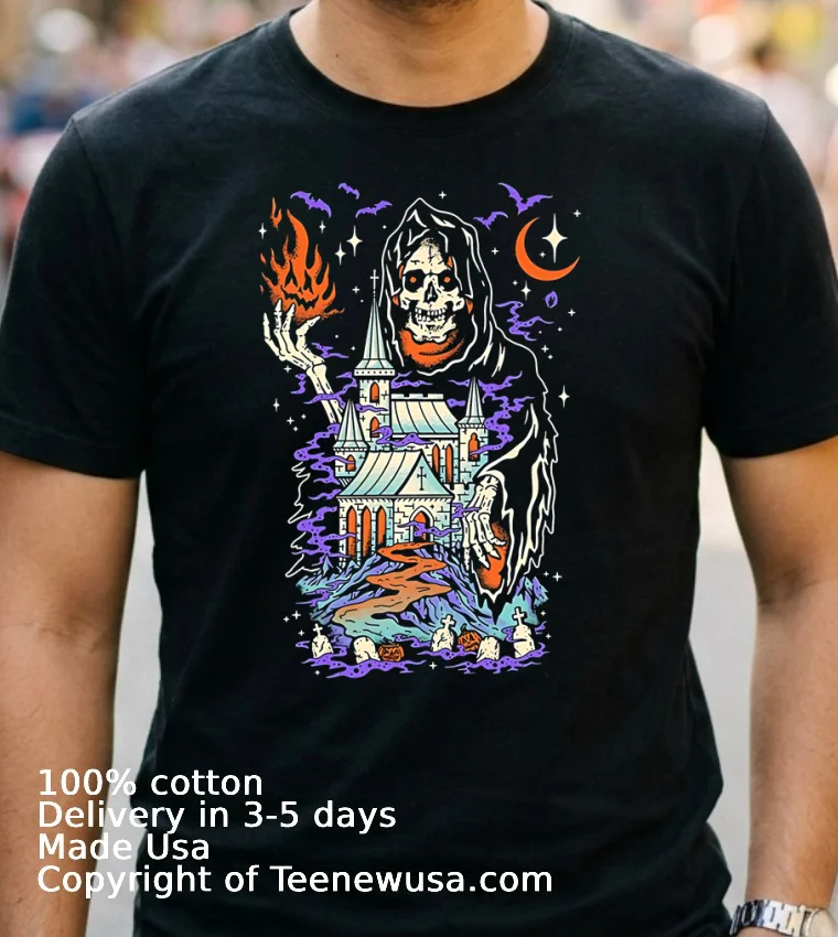 The Haunted Castle Death Halloween Shirt - navy-shirt 2 The Haunted Castle Death Halloween Shirt Navy Shirt 2