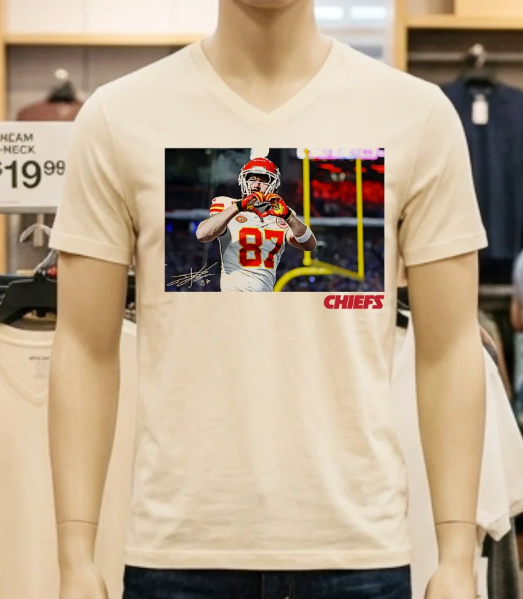 Travis Kelce Kansas City Chiefs Heart Signature Photo Shirt - white-t-shirt Travis Kelce Kansas City Chiefs Heart Signature Photo Shirt White T Shirt 1