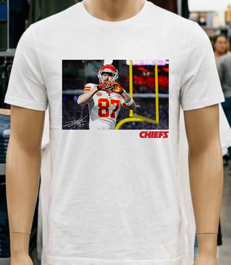 Travis Kelce Kansas City Chiefs Heart Signature Photo Shirt - white-t-shirt Travis Kelce Kansas City Chiefs Heart Signature Photo Shirt White T Shirt 2