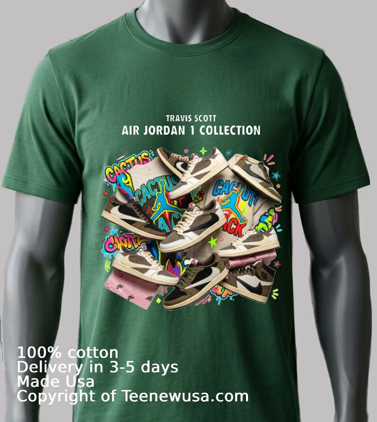 Travis Scott X Air Jordan 1 Collection T Shirt Green Shirt