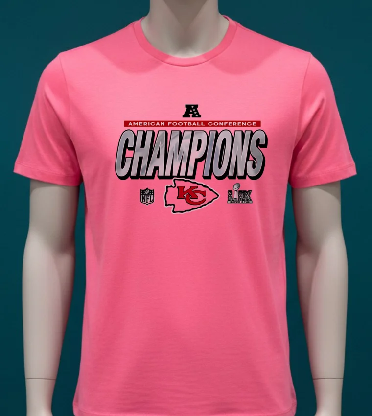 Travis Wear Kansas City Chiefs American Football Conference Champions Shirt - pink-t-shirt Travis Wear Kansas City Chiefs American Football Conference Champions Shirt Pink T Shirt