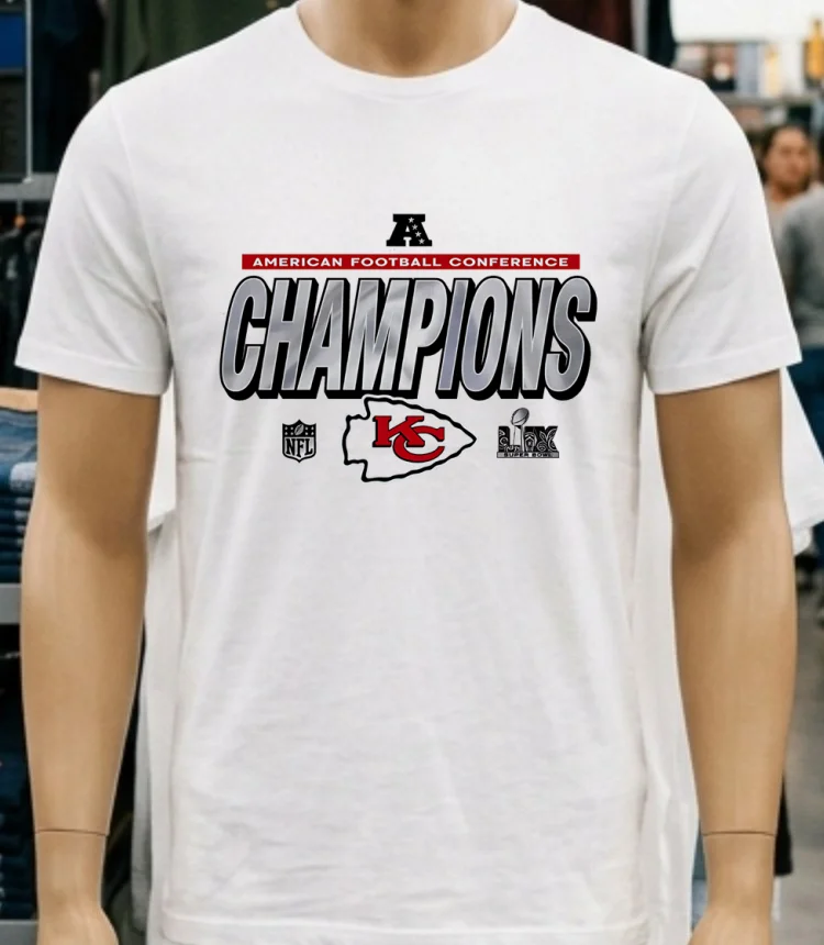 Travis Wear Kansas City Chiefs American Football Conference Champions Shirt - white-t-shirt Travis Wear Kansas City Chiefs American Football Conference Champions Shirt White T Shirt 2