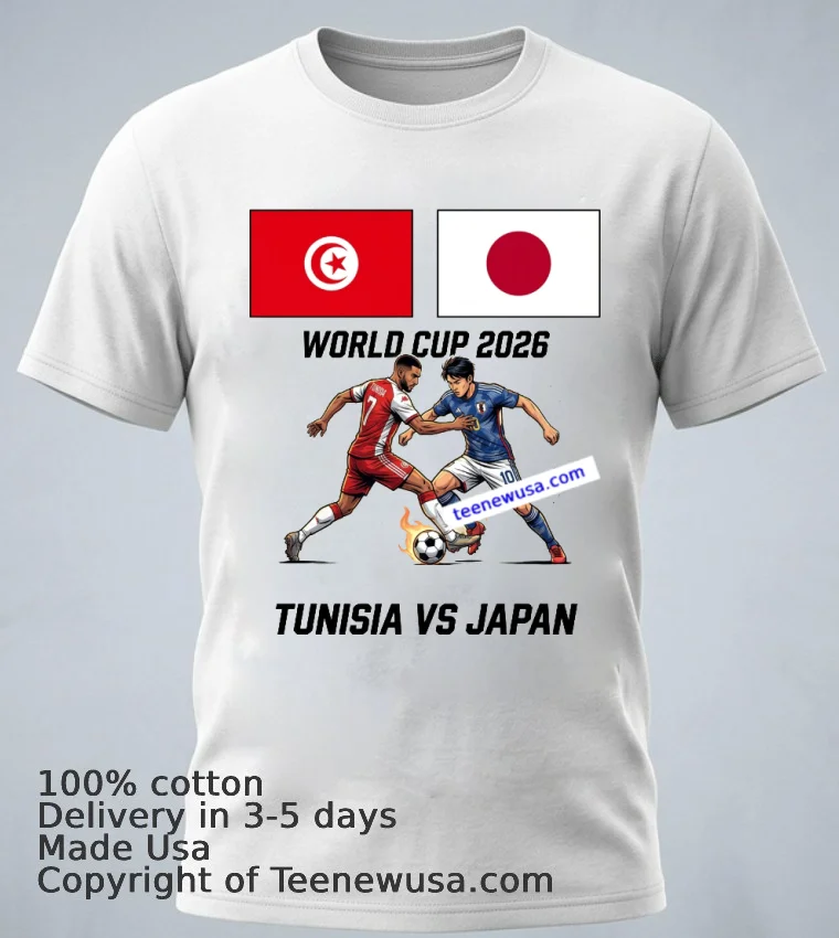 Tunisia Vs Japan World Cup 2026 T Shirt - white-t-shirt 1 Tunisia Vs Japan World Cup 2026 T Shirt White T Shirt 1