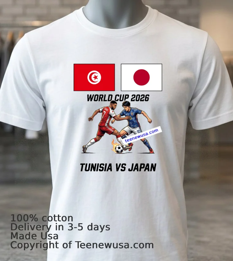 Tunisia Vs Japan World Cup 2026 T Shirt - white-t-shirt 3 Tunisia Vs Japan World Cup 2026 T Shirt White T Shirt 3