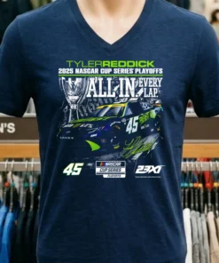 Tyler Reddick Checkered Flag Sports 2025 Nascar Cup Series Playoffs All In Every Lap Shirt