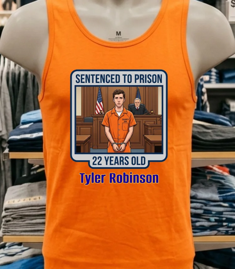 Tyler Robinson (22 Years Old) Was Prosecuted In Court And Sentenced To Prison T Shirt - orange-shirt Tyler Robinson 22 Years Old Was Prosecuted In Court And Sentenced To Prison T Shirt Orange Shirt