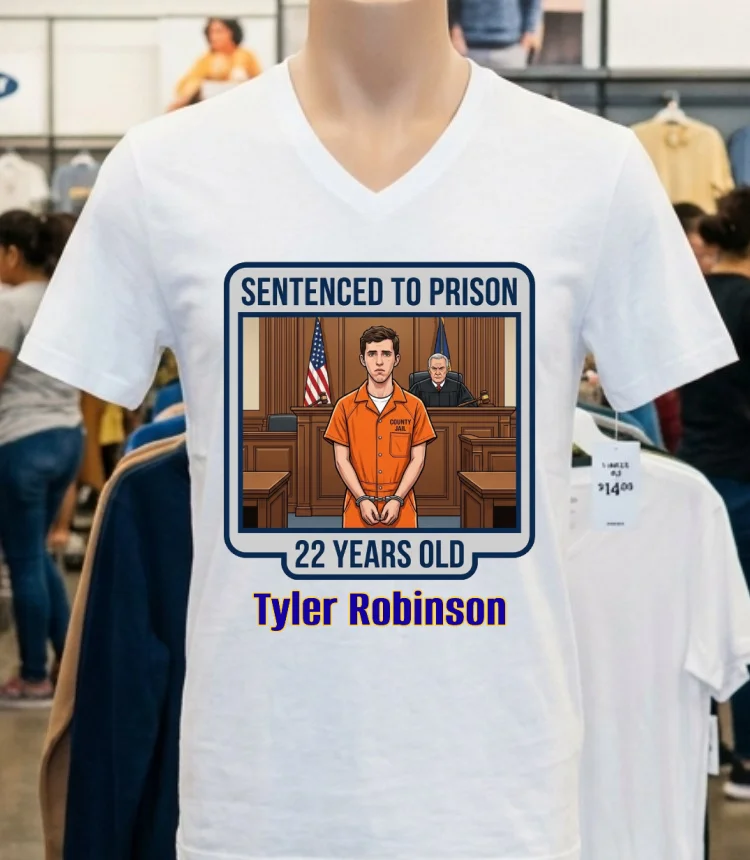 Tyler Robinson 22 Years Old Was Prosecuted In Court And Sentenced To Prison T Shirt White T Shirt 1