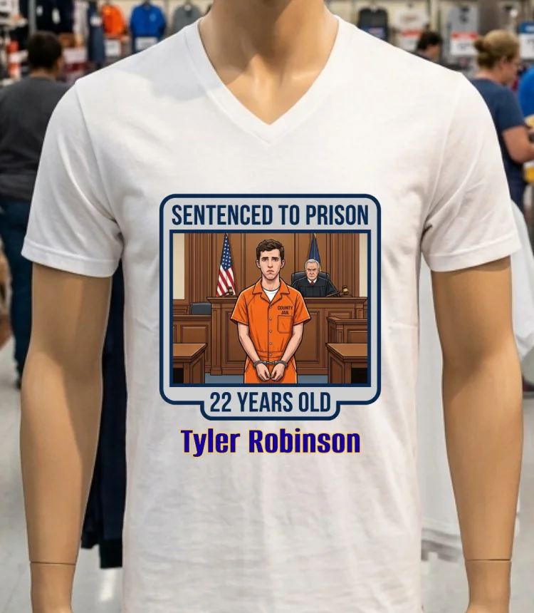 Tyler Robinson 22 Years Old Was Prosecuted In Court And Sentenced To Prison T Shirt White T Shirt 2