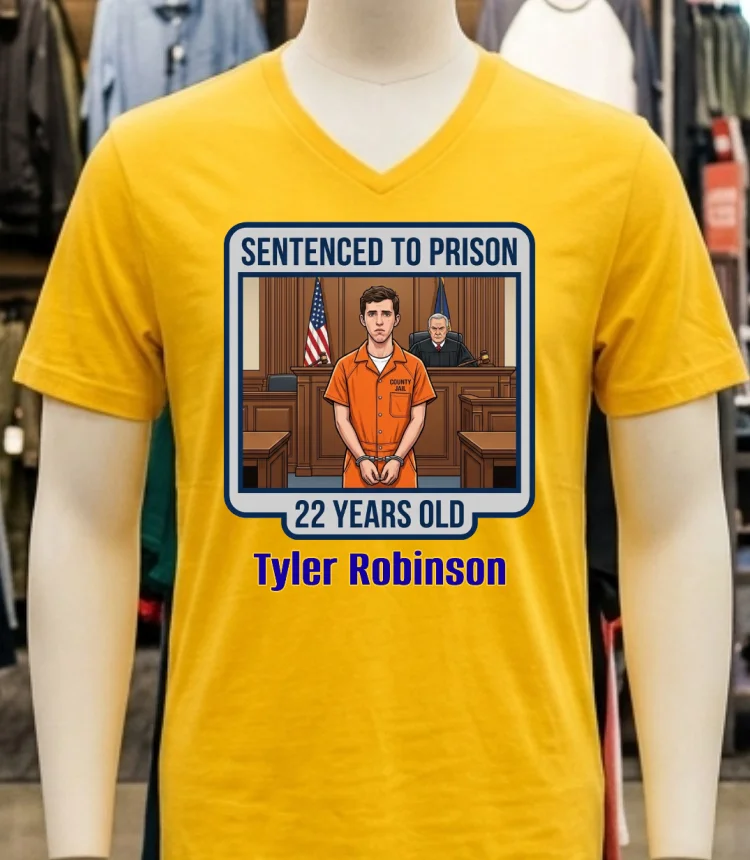 Tyler Robinson (22 Years Old) Was Prosecuted In Court And Sentenced To Prison T Shirt - yellow-t-shirt Tyler Robinson 22 Years Old Was Prosecuted In Court And Sentenced To Prison T Shirt Yellow T Shirt