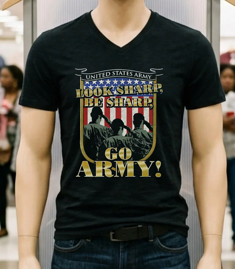 United States Army Look Sharp Be Sharp Go Army Shirt - balck-shirt United States Army Look Sharp Be Sharp Go Army Shirt Balck Shirt 1