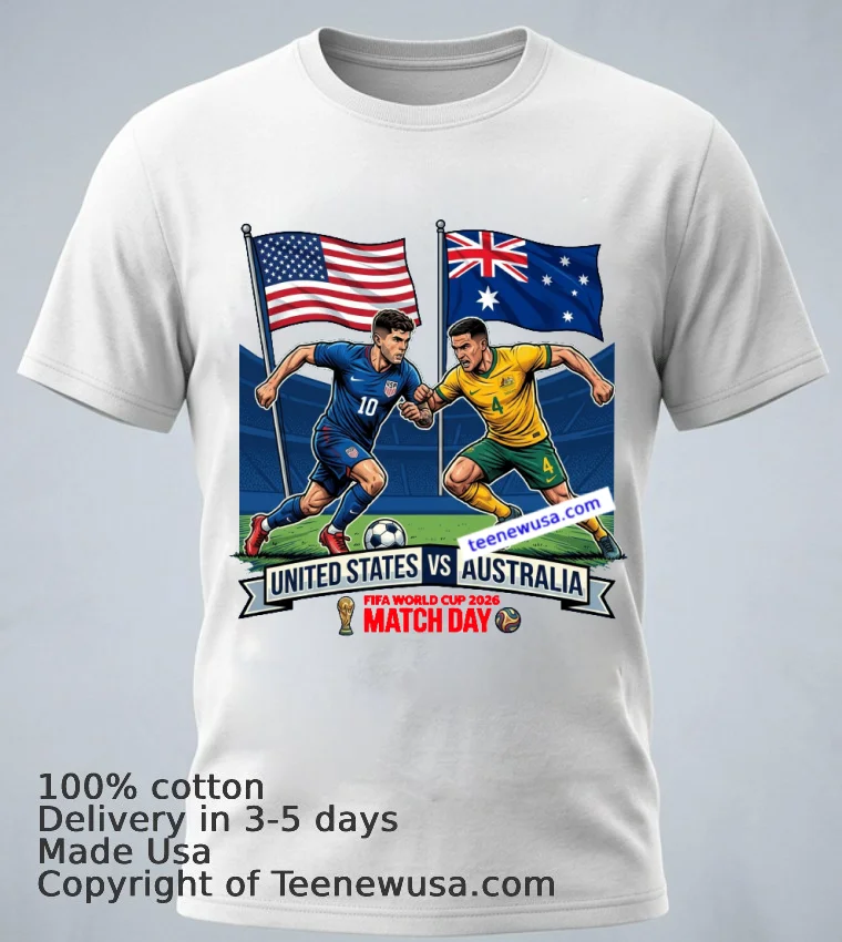United States Vs Australia World Cup 2026 T Shirt - white-t-shirt 1 United States Vs Australia World Cup 2026 T Shirt White T Shirt 1