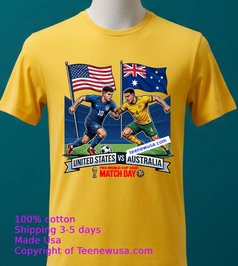 United States Vs Australia World Cup 2026 T Shirt - yellow-t-shirt 2 United States Vs Australia World Cup 2026 T Shirt Yellow T Shirt 2