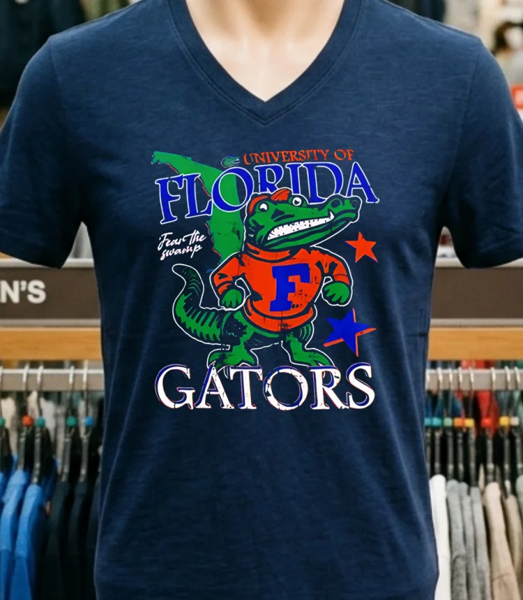 University Of Florida Gators Fear The Swamp Graphic Shirt Navy Shirt