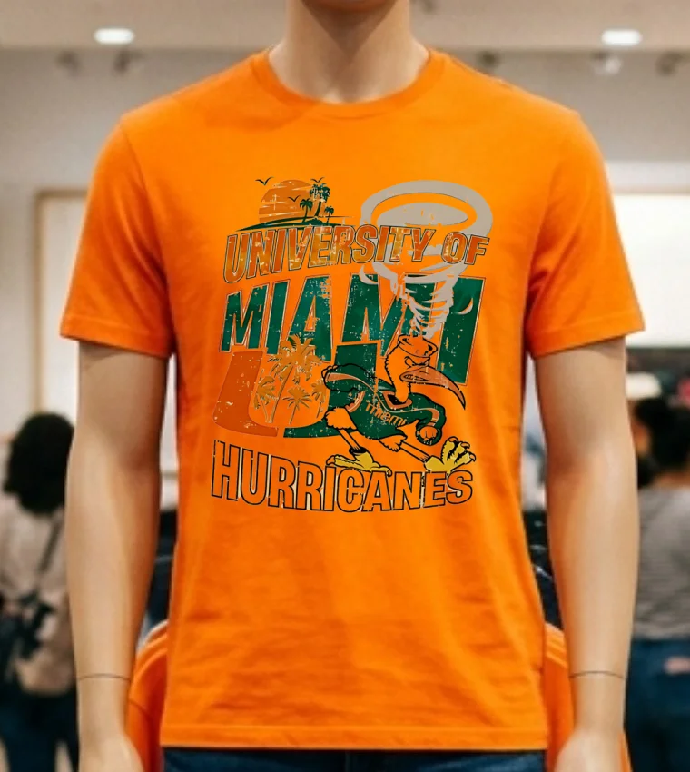 University Of Miami Hurricanes Graphic Vintage Shirt - orange-shirt University Of Miami Hurricanes Graphic Vintage Shirt Orange Shirt