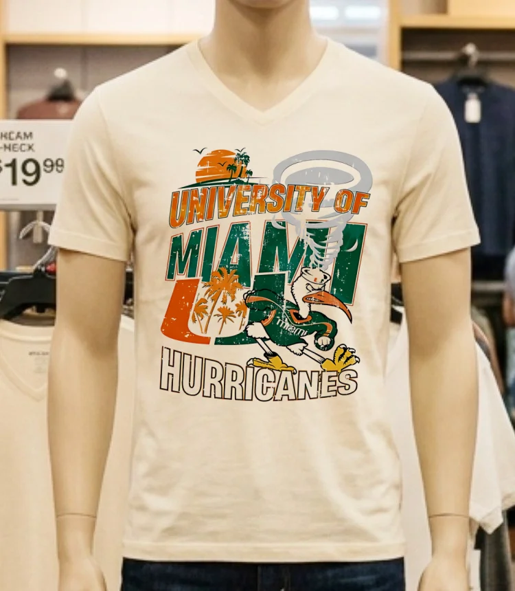 University Of Miami Hurricanes Graphic Vintage Shirt - white-t-shirt University Of Miami Hurricanes Graphic Vintage Shirt White T Shirt 1