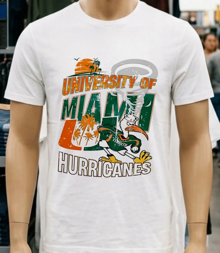 University Of Miami Hurricanes Graphic Vintage Shirt - white-t-shirt University Of Miami Hurricanes Graphic Vintage Shirt White T Shirt 2