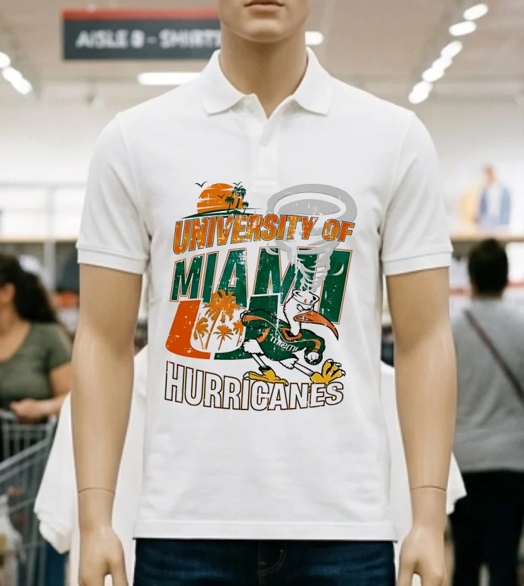 University Of Miami Hurricanes Graphic Vintage Shirt - white-t-shirt University Of Miami Hurricanes Graphic Vintage Shirt White T Shirt